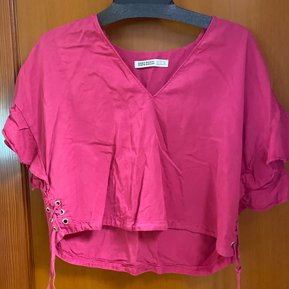 Barbie pink ZARA oversized crop - Large